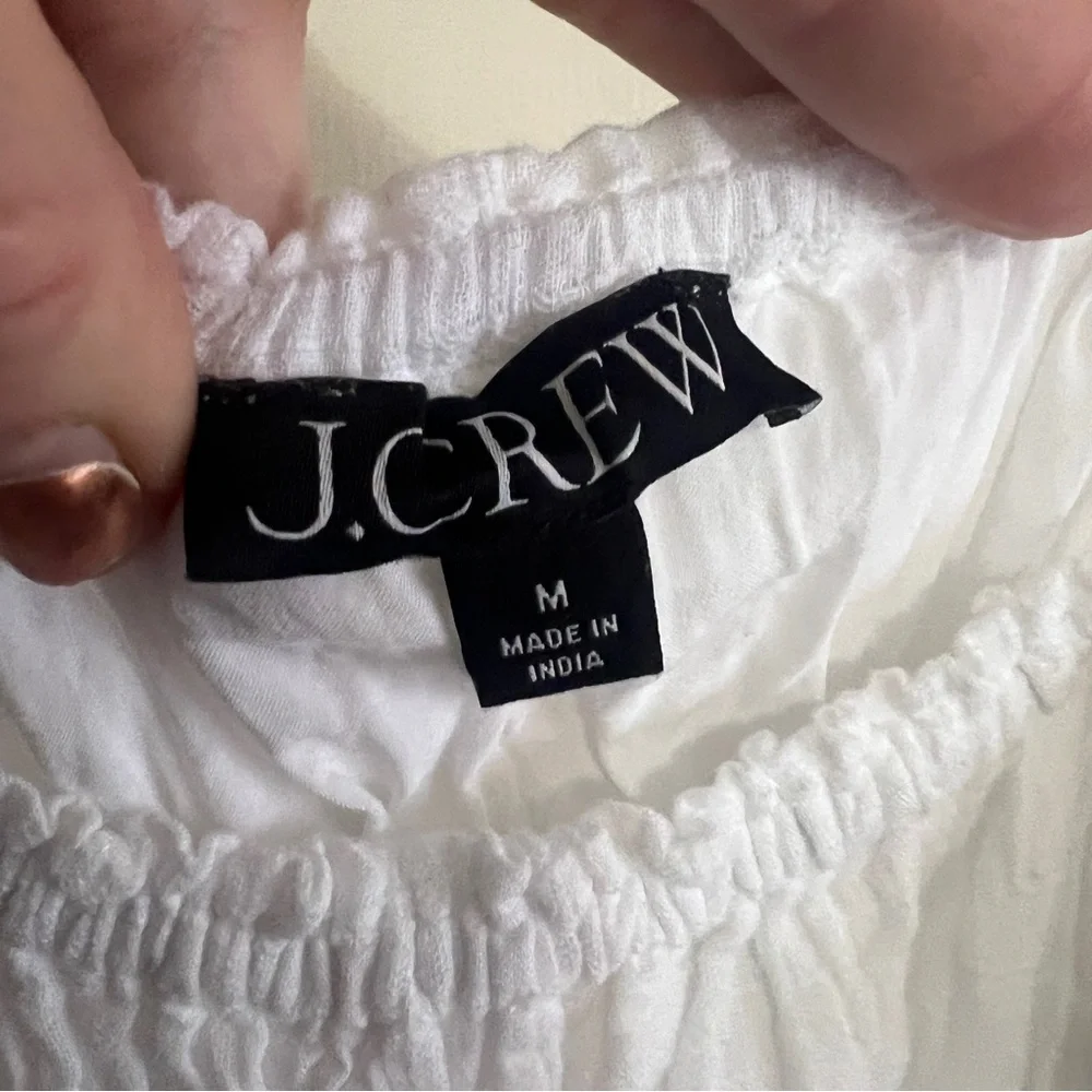 J. Crew Clio White Smocked Peplum Cami with Tie Straps M - Picture 5 of 11